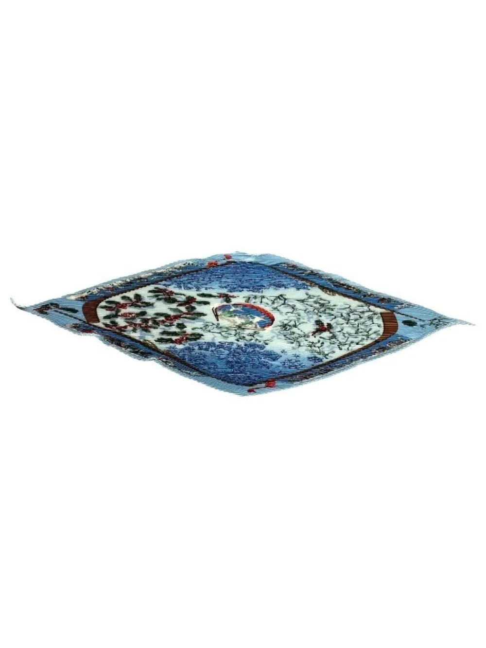 Hermes Pleated Carre 90 Neige D'antan Last Year's Snow Scarf Blue